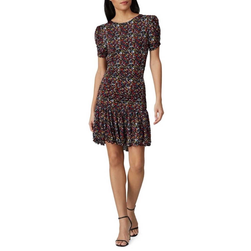 Tanya Taylor Multicolor Floral Effie Ruched Dress - size Medium